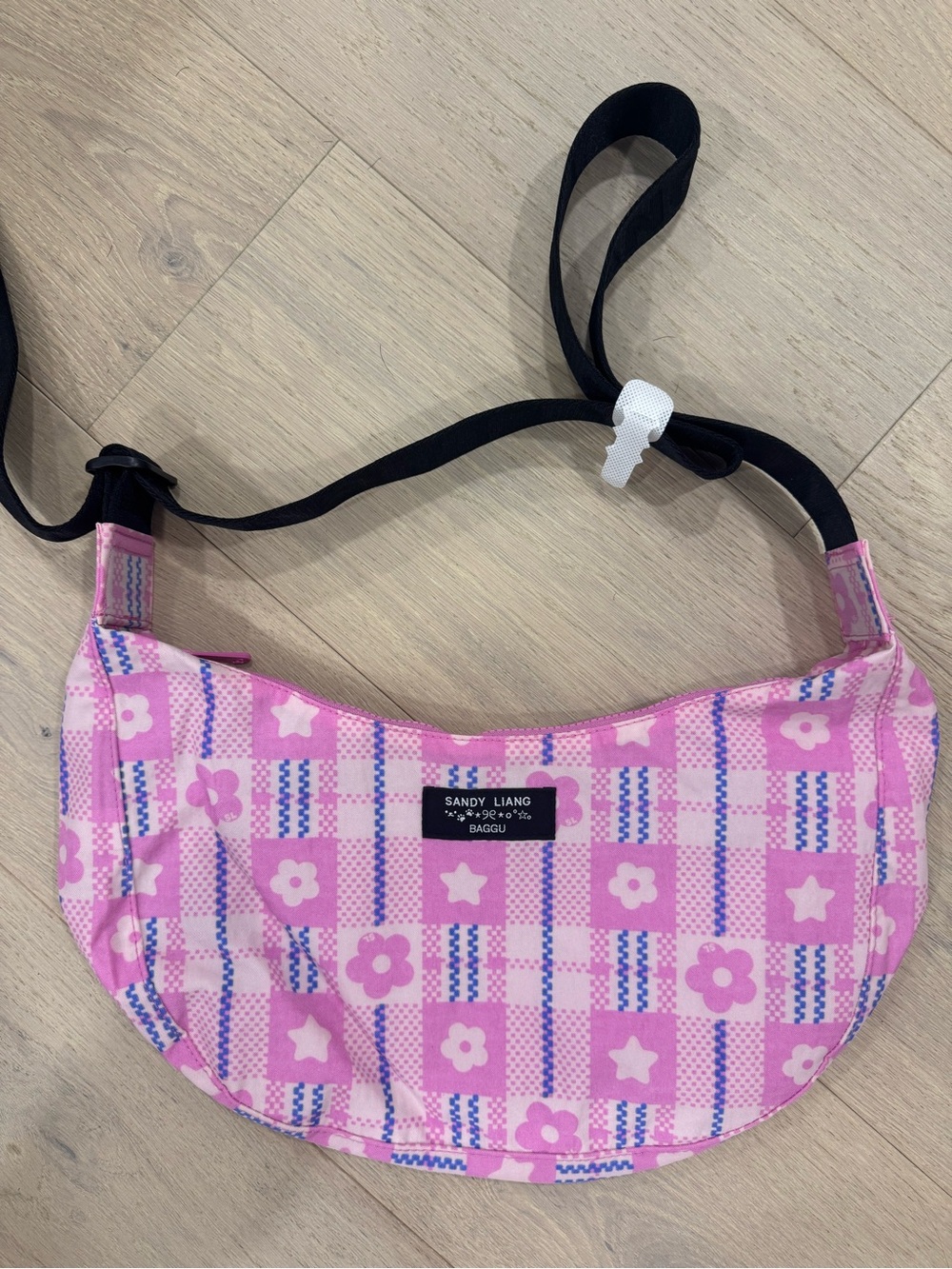 BAGGU x Sandy Liang flower market plaid medium Cresent bag
